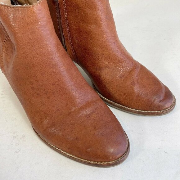 Madewell Womens Billie Ankle Bootie Leather Boots Brown Sz 6.5 Stacked Heels Zip - Picture 8 of 12